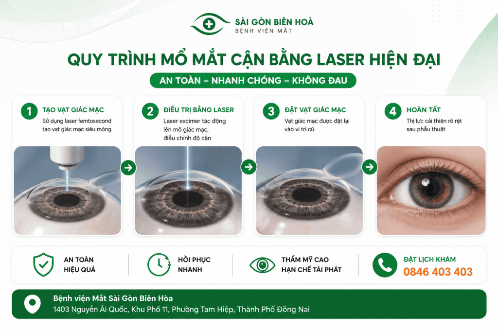 Quy trình mổ mắt cận tại Mắt Sài Gòn Biên Hòa