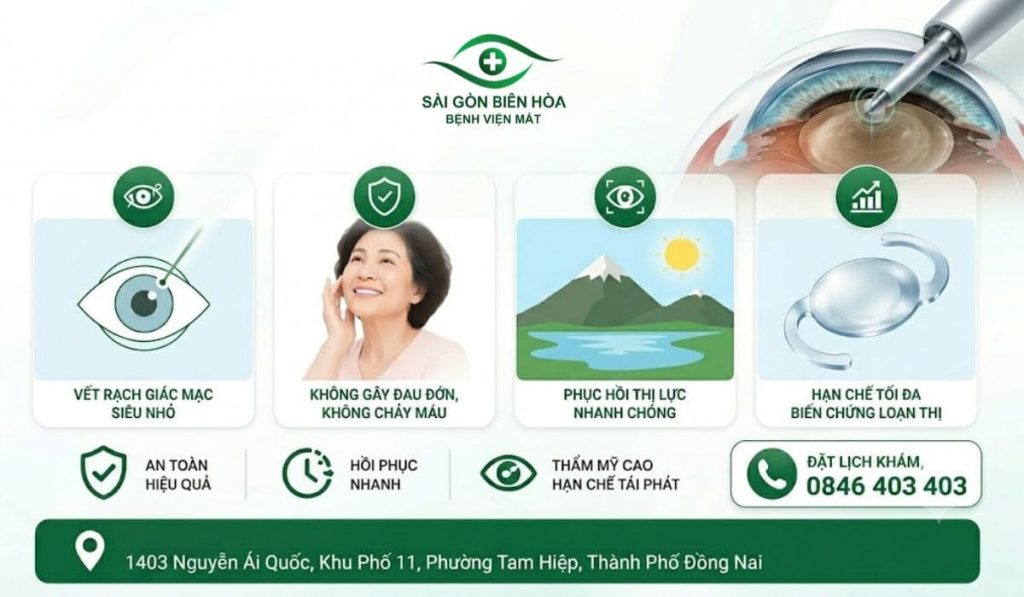Phẫu thuật đục thủy tinh thể bằng phương pháp Phaco tại Mắt Sài Gòn Biên Hòa