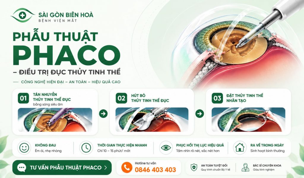 Quy trình phẫu thuật Phaco tại Mắt Sài Gòn Biên Hòa