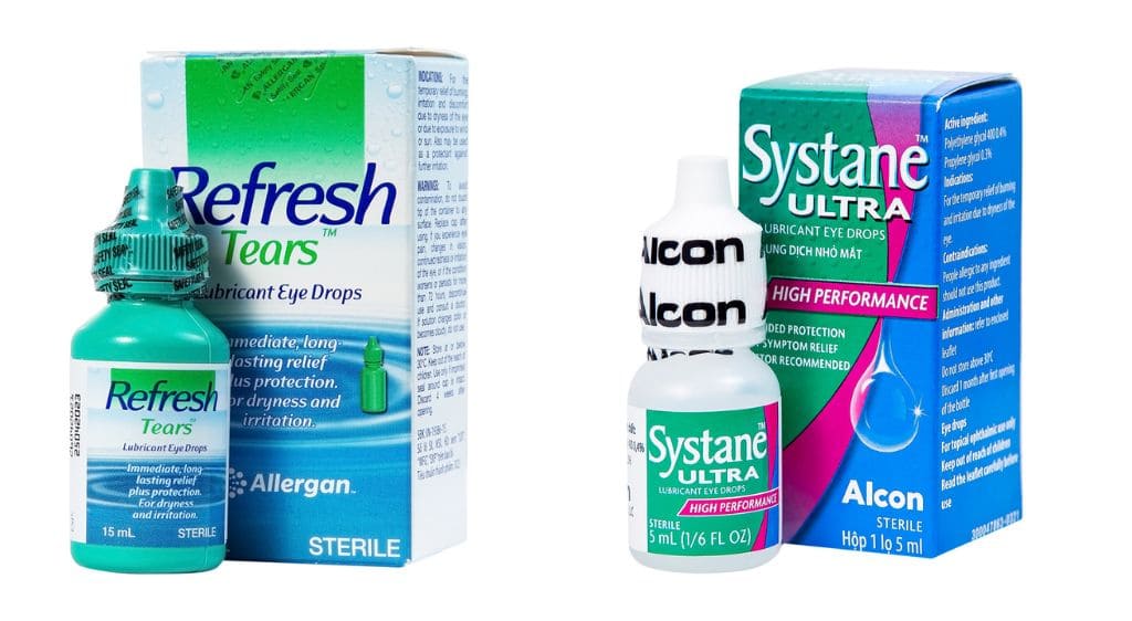 Refresh Tears và Systane Ultra là 2 loại nước mắt nhân tạo giúp bôi trơn và cấp ẩm cho mắt