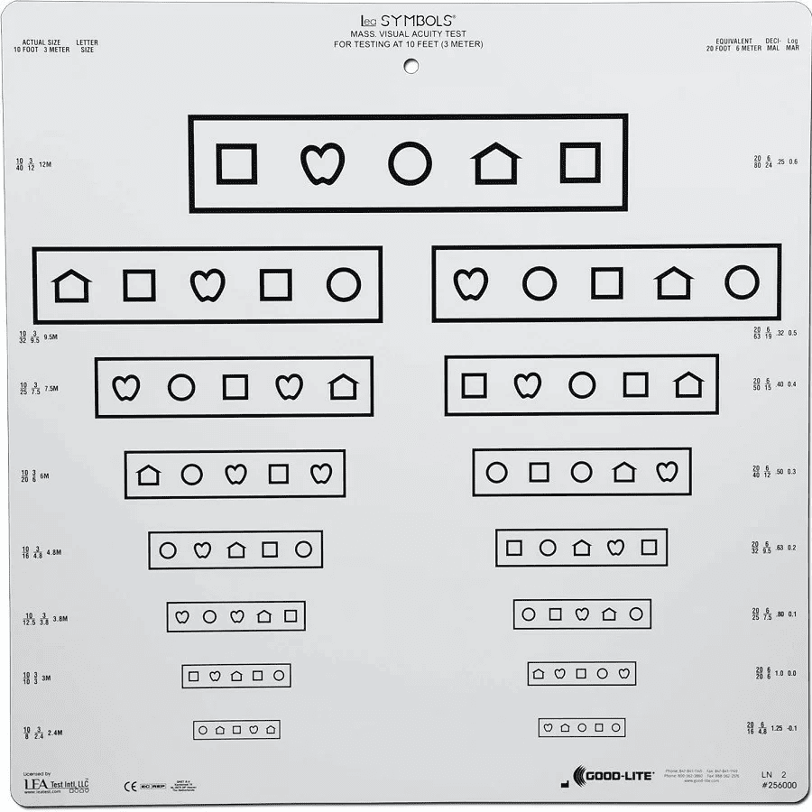 Bảng Lea Symbols gồm các biểu tượng quen thuộc, phù hợp với trẻ nhỏ