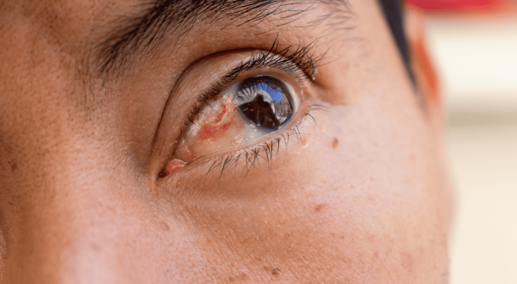 Tình trạng xuất huyết kết mạc thường được xử trí bằng thuốc nhỏ mắt giúp giảm kích ứng