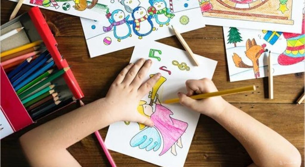 Bài tập tô màu giúp trẻ luyện mắt lười