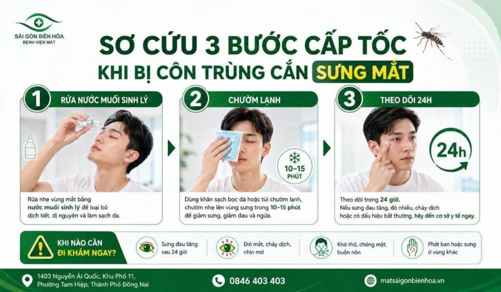 Sơ cứu 3 bước cấp tốc khi bị côn trùng cắn sưng mắt