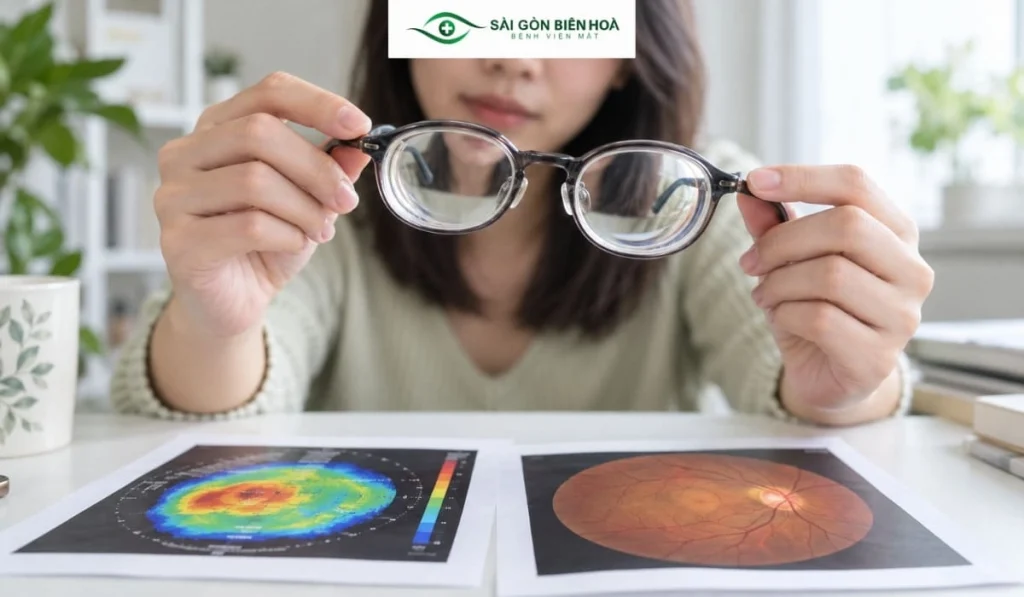 Độ cận chỉ là một yếu tố. Giác mạc, võng mạc và thị lực tối đa cũng cần được đánh giá trước phẫu thuật.