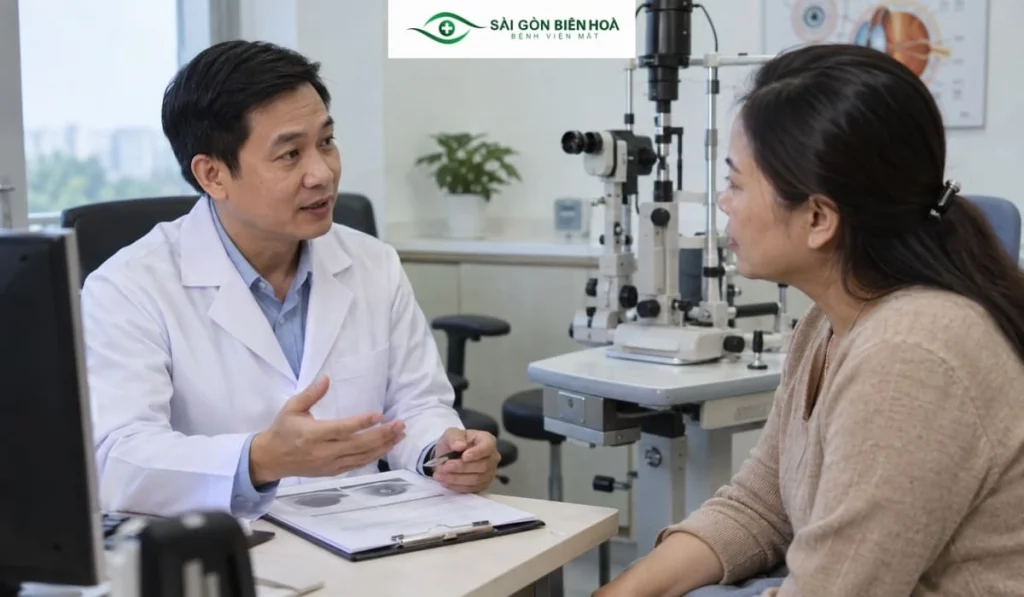 Nếu độ cận còn thay đổi hoặc mắt chưa ổn định, bác sĩ có thể khuyên trì hoãn phẫu thuật.