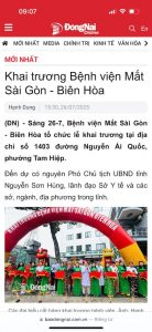 Báo Đồng Nai: Khai trương Bệnh viện Mắt Sài Gòn Biên Hòa