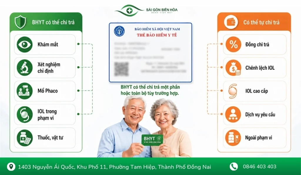 Các khoản BHYT có thể thanh toán và phần người bệnh tự trả khi mổ cườm mắt