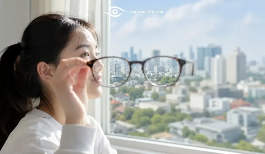 Kính cận giúp cải thiện khả năng nhìn rõ, nhưng không làm thay đổi độ cận thực tế của mắt.