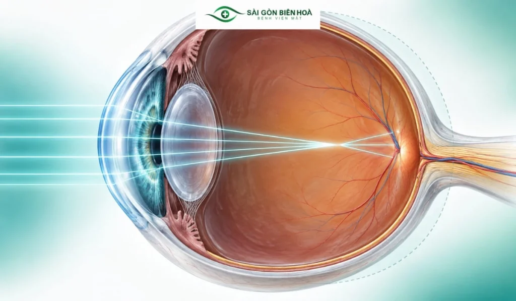 LASIK điều chỉnh độ cong giác mạc nhưng không làm ngắn chiều dài trục nhãn cầu. Sự tăng chiều dài trục về sau có thể góp phần khiến độ khúc xạ dịch chuyển theo hướng cận.