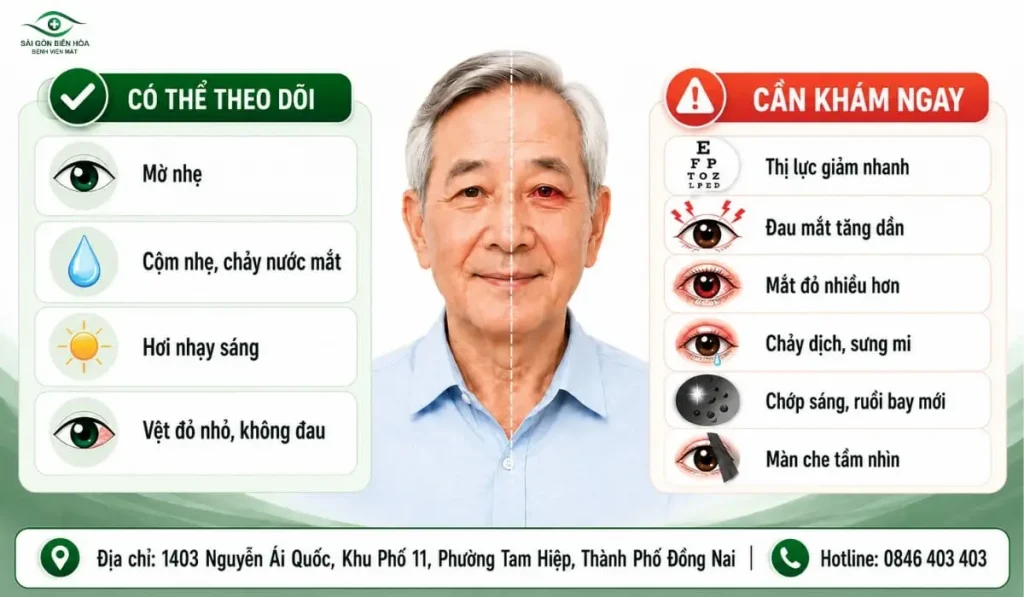 Phân biệt biểu hiện bình thường và dấu hiệu nguy hiểm sau mổ đục thủy tinh thể