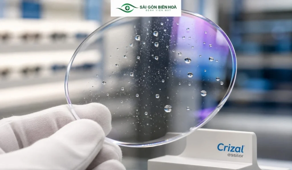 Tùy phiên bản, lớp phủ Crizal có thể hỗ trợ giảm phản xạ, hạn chế bám nước và giúp tròng dễ vệ sinh hơn