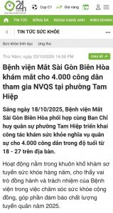Báo 24H: Bệnh viện Mắt Sài Gòn Biên Hòa khám mắt cho 4.000 công dân tham gia NVQS tại phường Tam Hiệp