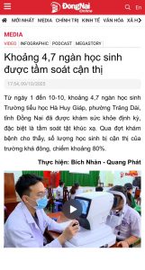 Báo Đồng Nai: Bệnh viện Mắt Sài Gòn Biên Hòa tầm soát cận thị cho hơn 4.700 học sinh Trường Tiểu học Hà Huy Giáp