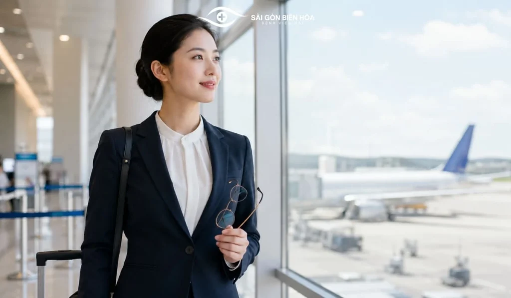 Bị cận vẫn có thể ứng tuyển tiếp viên hàng không nếu đáp ứng tiêu chuẩn sức khỏe và yêu cầu tuyển dụng của hãng.