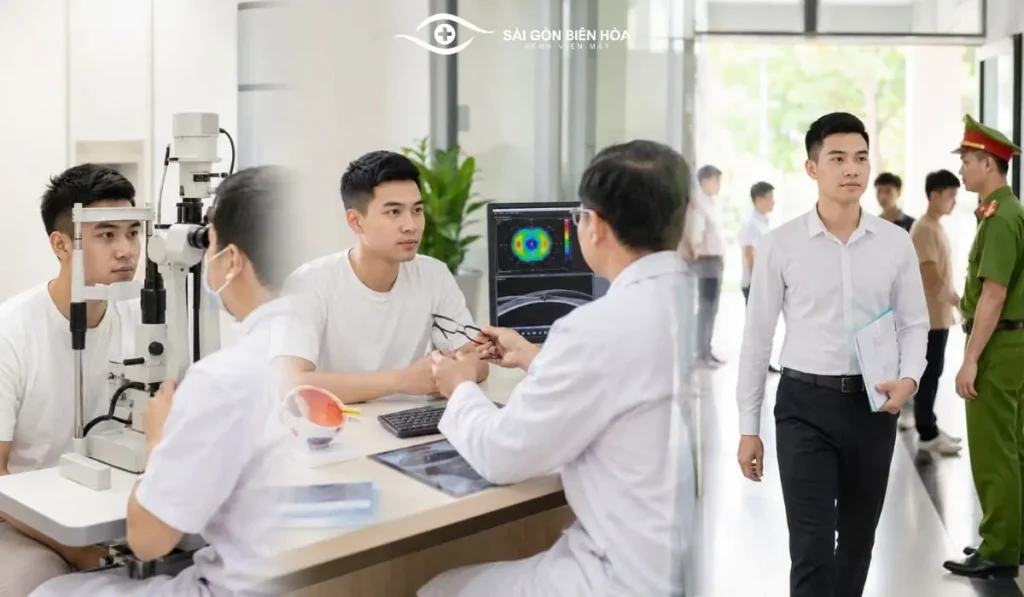 Dù kiểm soát cận hay phẫu thuật khúc xạ, thí sinh vẫn cần được khám và đáp ứng đầy đủ tiêu chuẩn sức khỏe tại thời điểm sơ tuyển.
