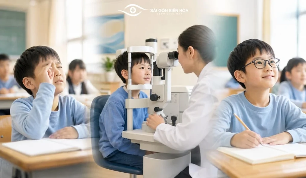 Kiểm tra sớm và sử dụng kính phù hợp giúp trẻ nhận được hình ảnh rõ hơn trong giai đoạn thị giác đang phát triển.