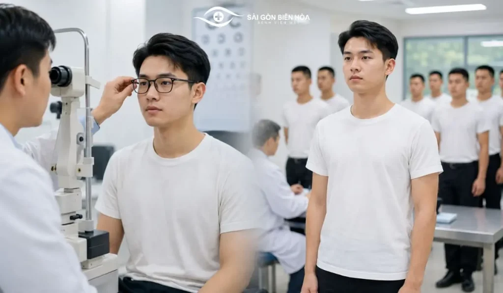 Ngoài giới hạn độ cận, thí sinh còn phải đáp ứng yêu cầu về thị lực sau chỉnh kính và các tiêu chuẩn sức khỏe khác.