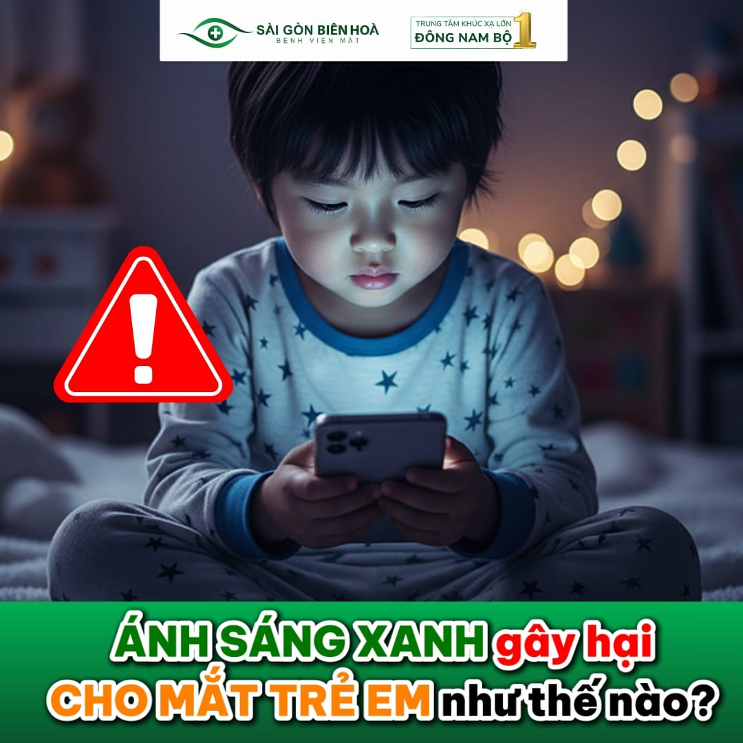 ánh sáng xanh gây hại mắt trẻ em