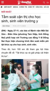 Báo Đồng Nai: Tầm soát cận thị cho học sinh, sinh viên trường y