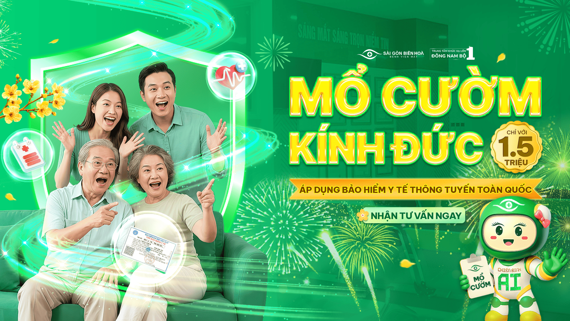 Mổ Phaco mắt trọn gói chỉ 1.5 triệu đồng: Đặc quyền BHYT tại Bệnh viện Mắt Sài Gòn Biên Hòa