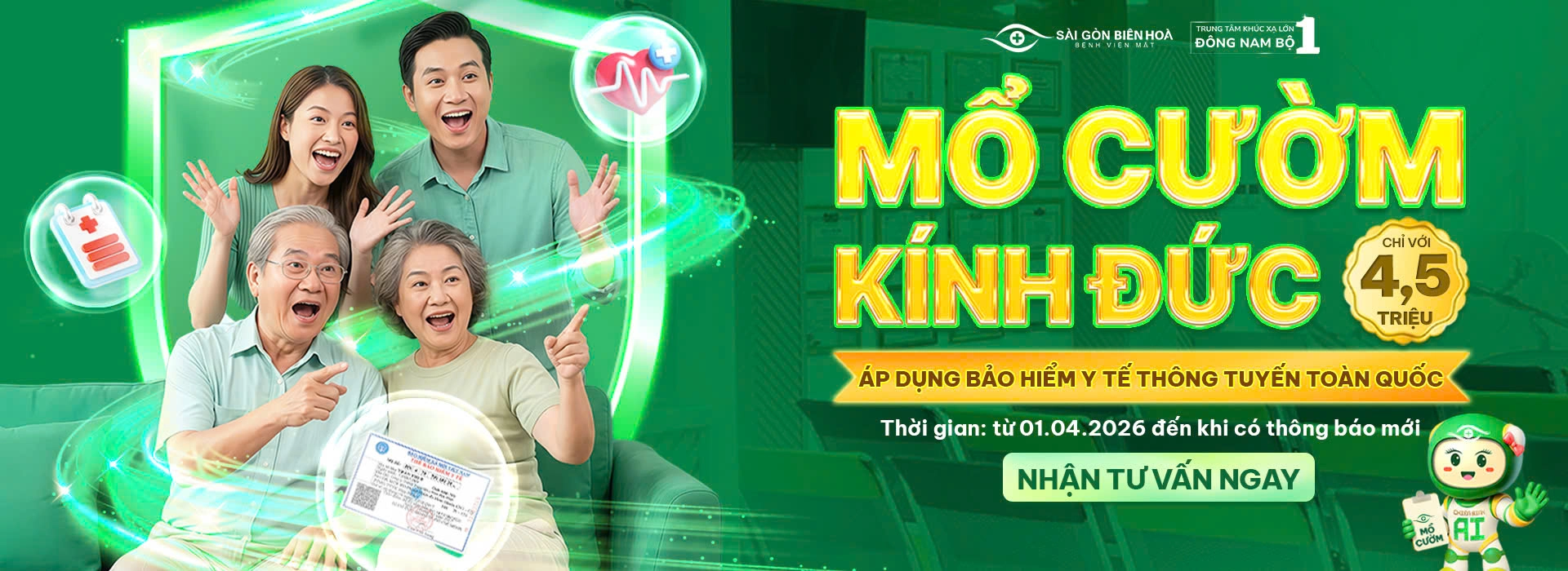 Bệnh viện Mắt Sài Gòn Biên Hòa chương trình ưu đãi mổ cườm khô 4,5 triệu