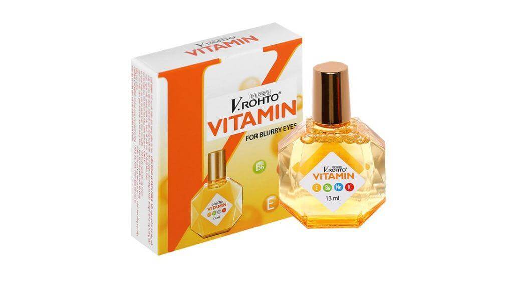 V.Rohto Vitamin là dòng sản phẩm phổ biến với các dưỡng chất như Vitamin E, B6,Natri chondroitin sulfate ,...