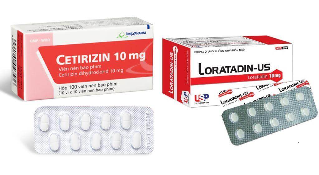 Sử dụng thuốc uống Cetirizine hoặc Loratadin giúp làm giảm triệu chứng dị ứng hiệu quả