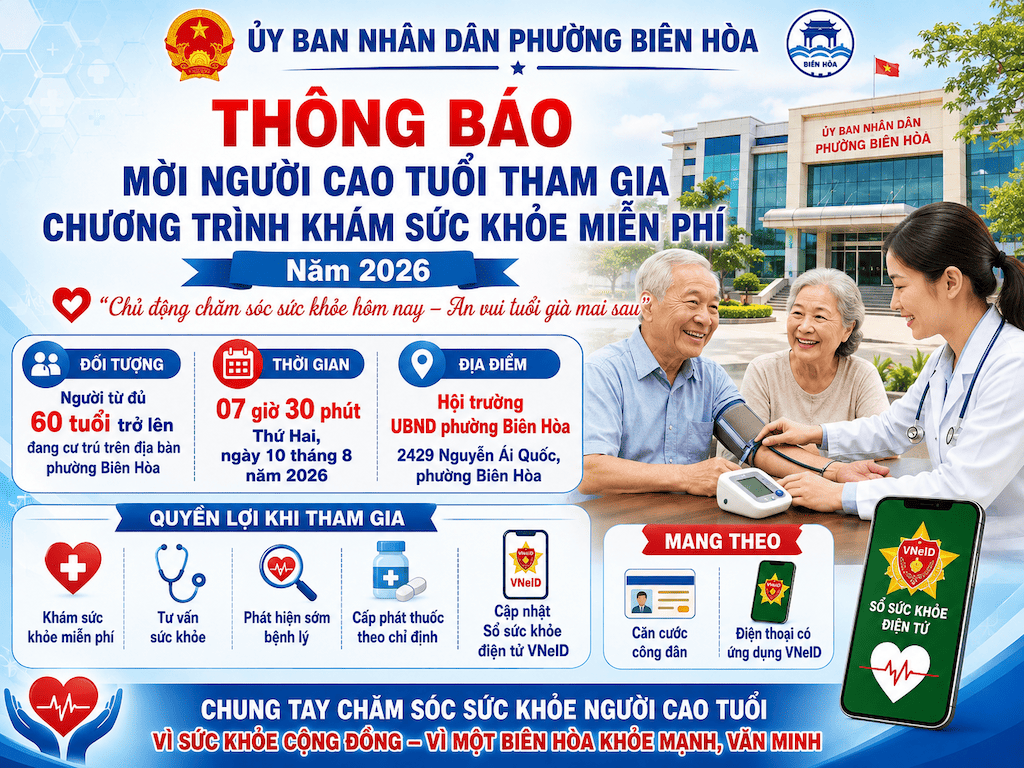 Bệnh Viện Mắt Sài Gòn Biên Hoà hưởng ứng chương trình khám mắt miễn phí cho người cao tuổi tại phường Biên Hòa