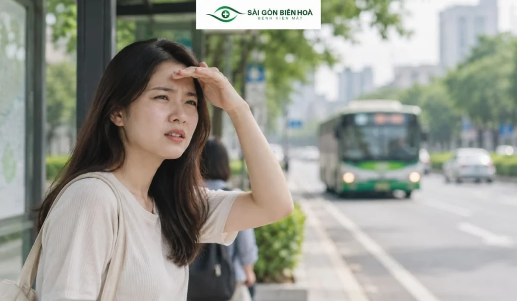 Thị lực 2/10 có thể khiến việc nhìn biển số xe, biển báo hoặc vật ở xa trở nên khó khăn.
