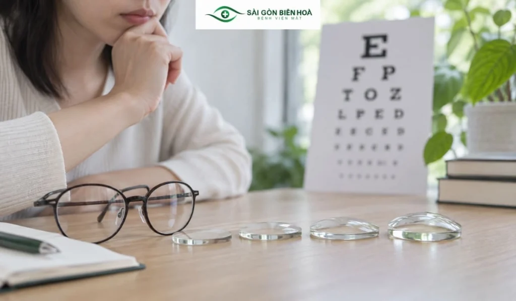 Thị lực 2/10 không thể quy đổi trực tiếp thành một số độ cận cố định, cần đo khúc xạ để xác định chính xác.